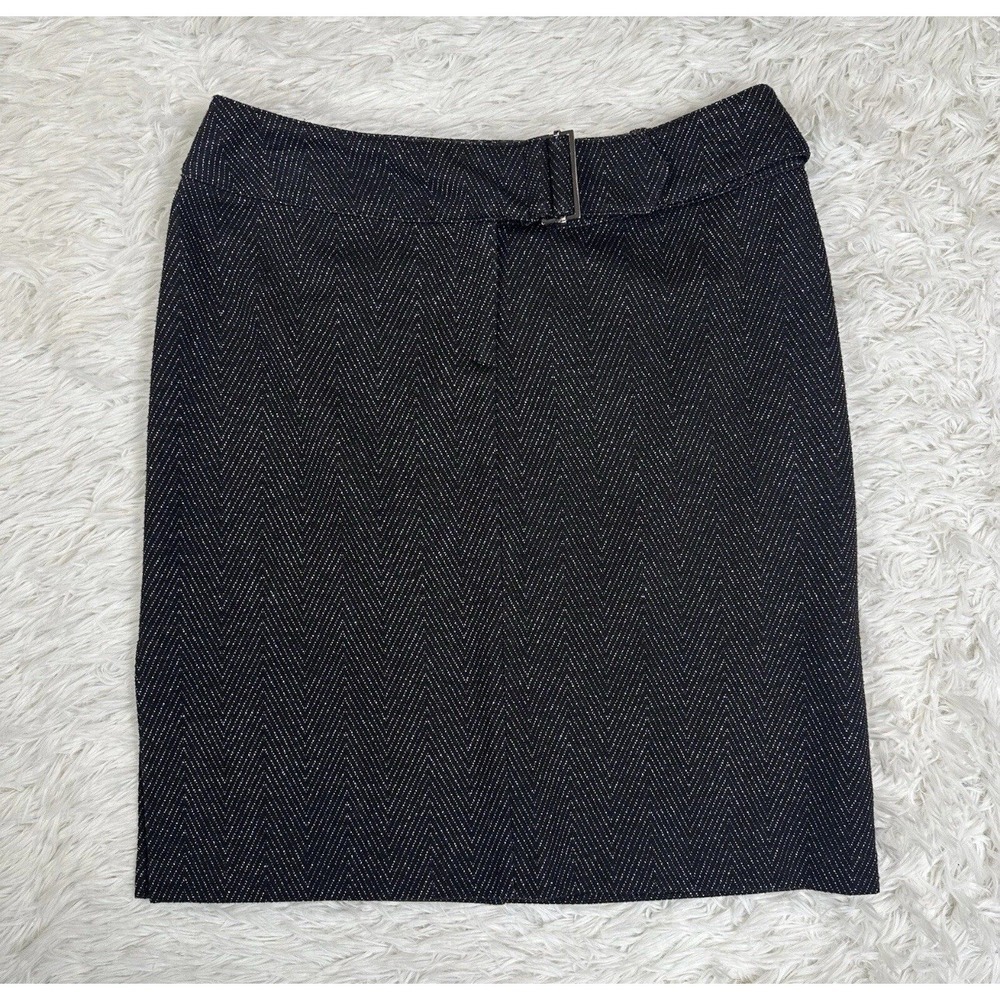 Express Womens Chevron Formal‎ Pencil Black Career Chic Silver Work Skirt Sz 3/4